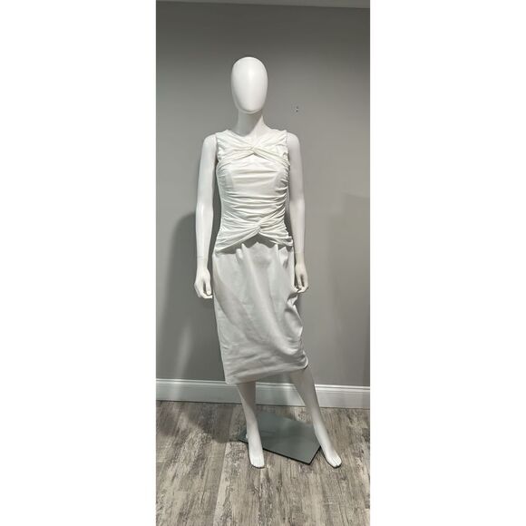 Chiara boni La Petite Robe Audrine White Ruched Cutout Bodycon Dress Size 12 NWT - Picture 7 of 10
